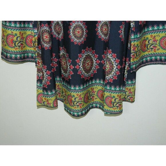 Band of Gypsies Zoe & Rose Dress Blue Floral Off The Shoulder‎ Bell Sleeves Mini - Picture 12 of 16